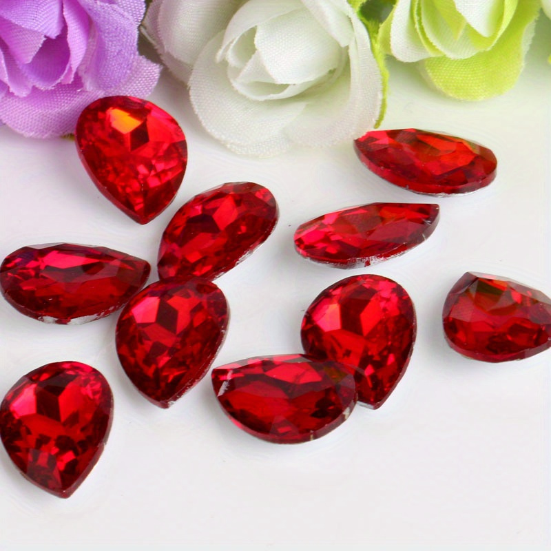 60pcs Colorful Acrylic Teardrop Crystals for DIY Headdresses & Clothing Embellis